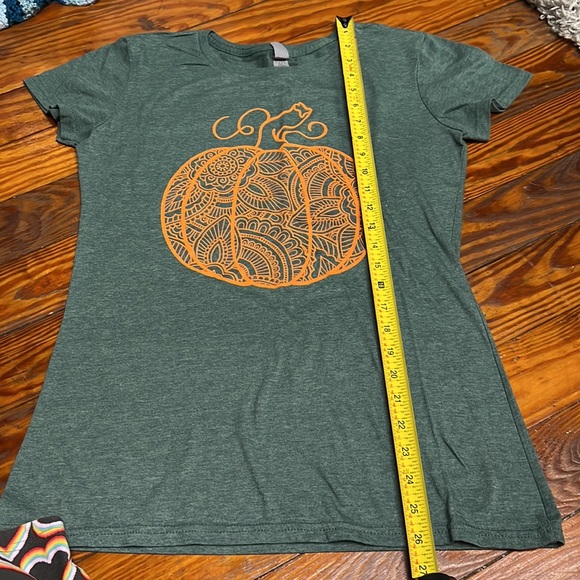 Instant Message Fall Pumpkin Tee Short Sleeve Runway Ready Couture Women’s Med - Picture 6 of 11